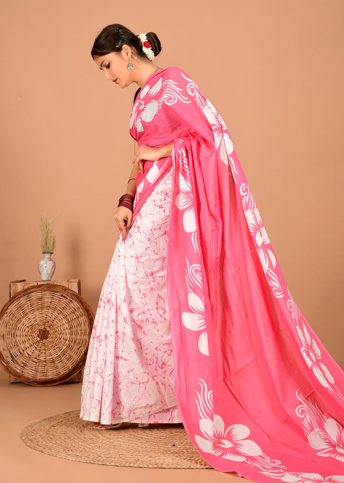 Traditional Bhagalpuri Linen Cotton Saree for Women