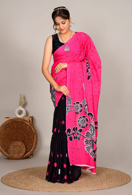 Traditional Bhagalpuri Linen Cotton Saree for Women