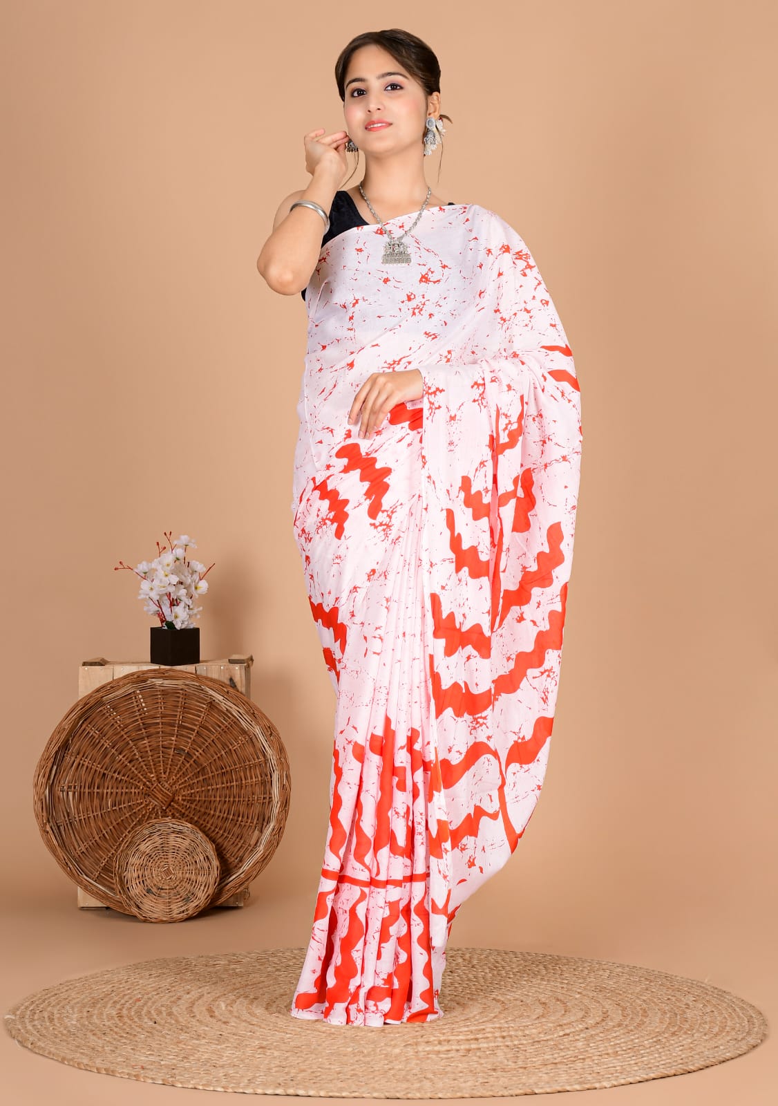Traditional Bhagalpuri Linen Cotton Saree for Women