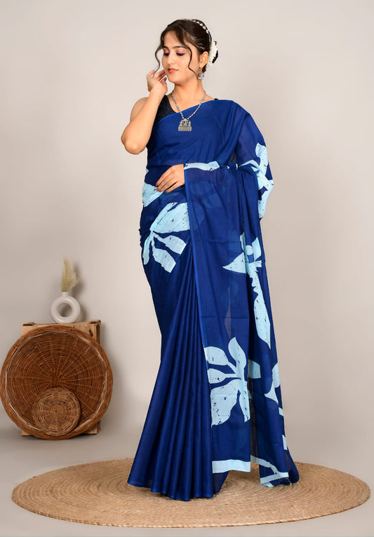 Traditional Bhagalpuri Linen Cotton Saree for Women