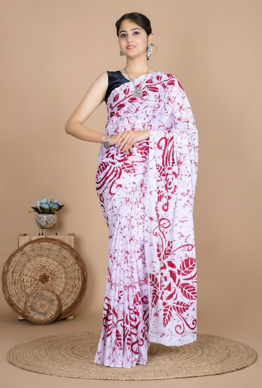 Traditional Bhagalpuri Linen Cotton Saree for Women