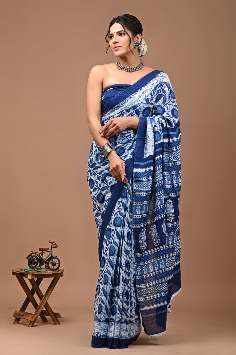 Traditional Bhagalpuri Linen Cotton Saree for Women