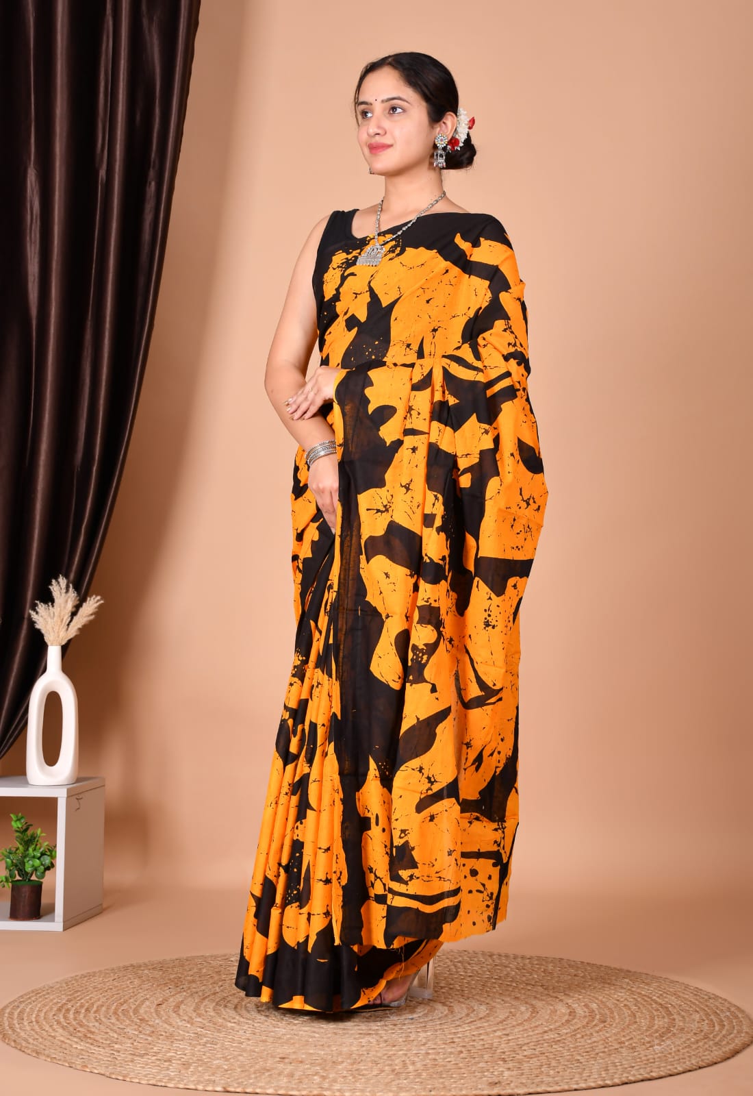 Traditional Bhagalpuri Linen Cotton Saree for Women