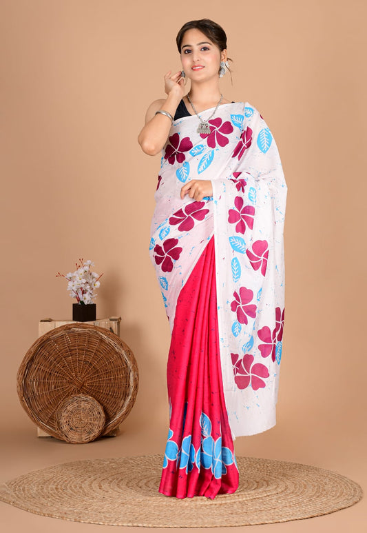 Traditional Bhagalpuri Linen Cotton Saree for Women