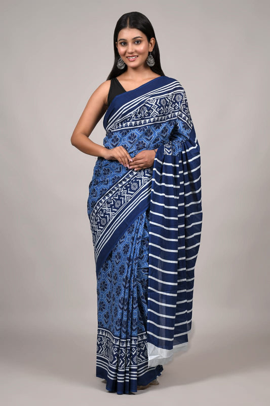 Traditional Bhagalpuri Linen Cotton Saree for Women