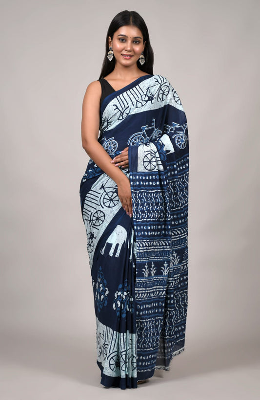 Traditional Bhagalpuri Linen Cotton Saree for Women