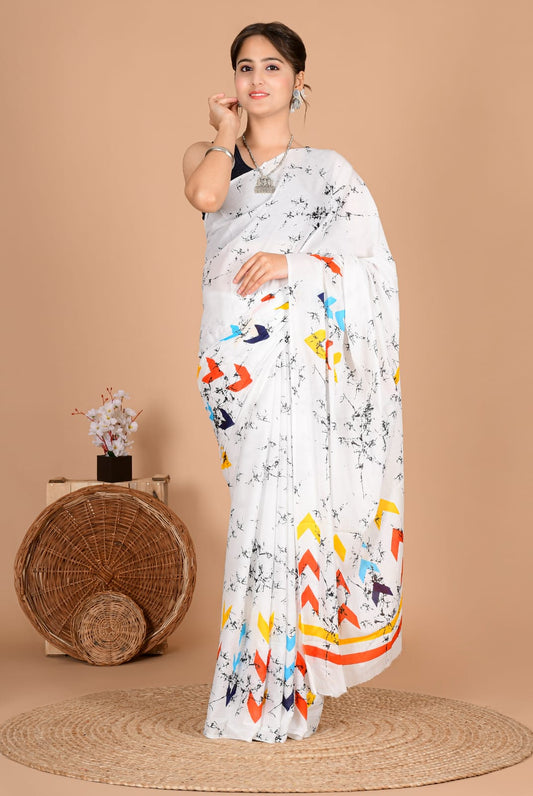 Traditional Bhagalpuri Linen Cotton Saree for Women