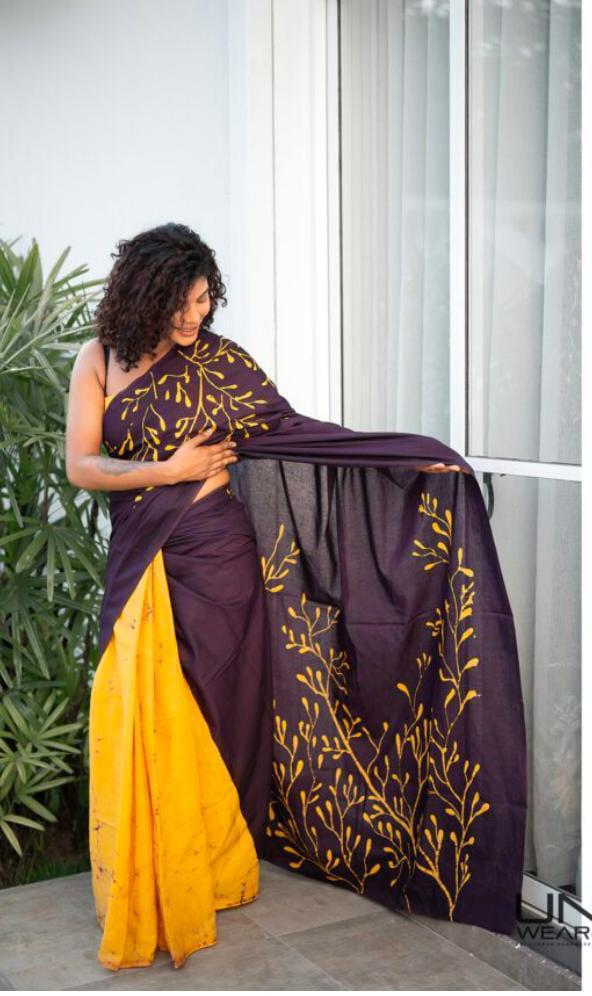 Traditional Bhagalpuri Linen Cotton Saree for Women
