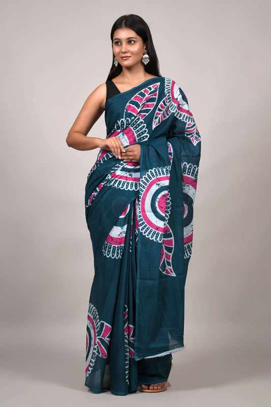 Traditional Bhagalpuri Linen Cotton Saree for Women