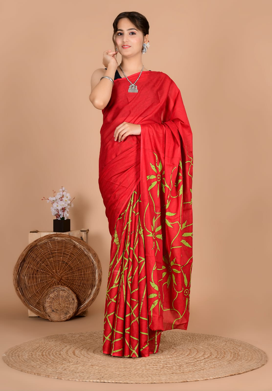 Traditional Bhagalpuri Linen Cotton Saree for Women