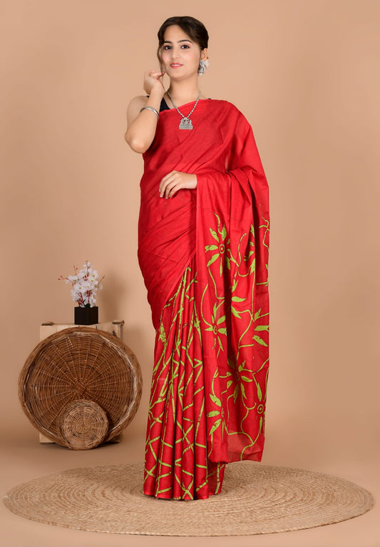 Traditional Bhagalpuri Linen Cotton Saree for Women
