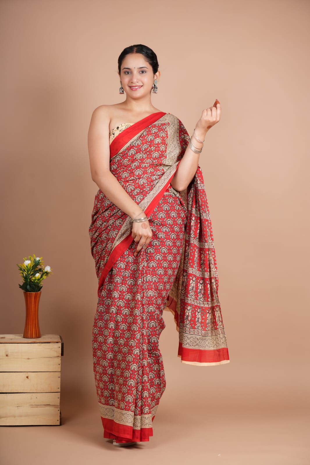Traditional Bhagalpuri Linen Cotton Saree for Women