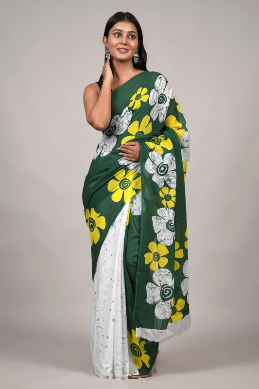 Traditional Bhagalpuri Linen Cotton Saree for Women