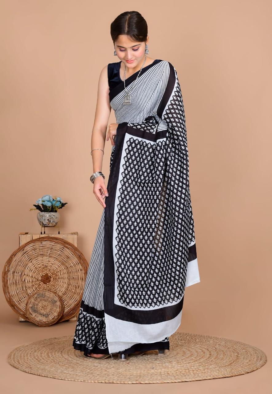 Traditional Bhagalpuri Linen Cotton Saree for Women