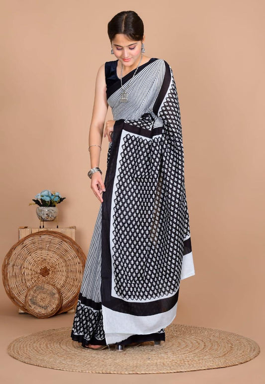 Traditional Bhagalpuri Linen Cotton Saree for Women