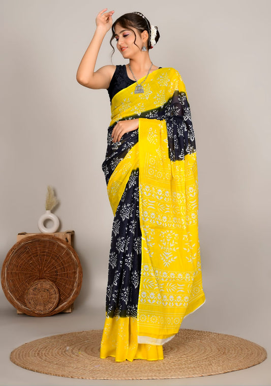 Traditional Bhagalpuri Linen Cotton Saree for Women