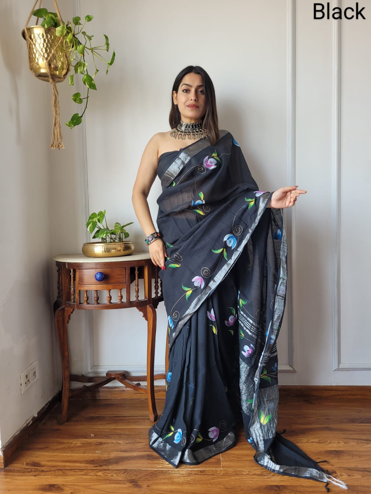 Traditional Bhagalpuri Linen Cotton Saree for Women