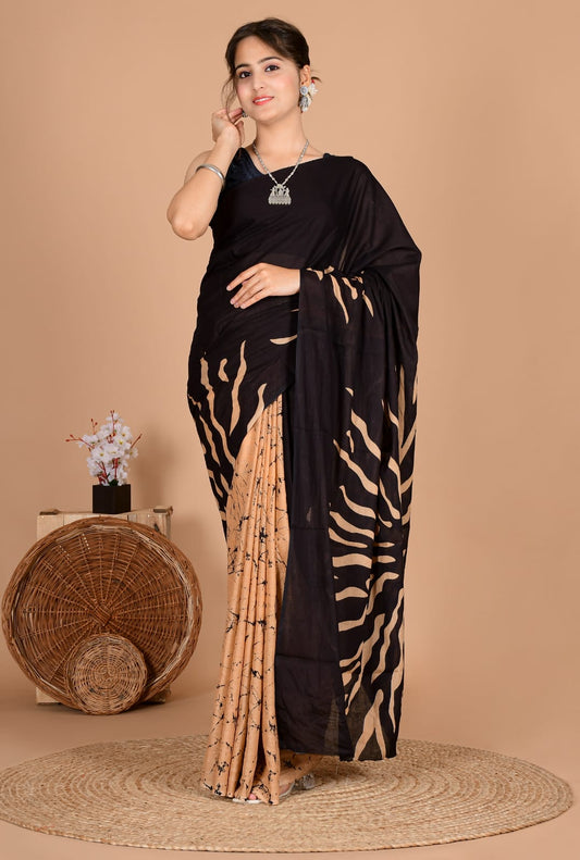 Traditional Bhagalpuri Linen Cotton Saree for Women