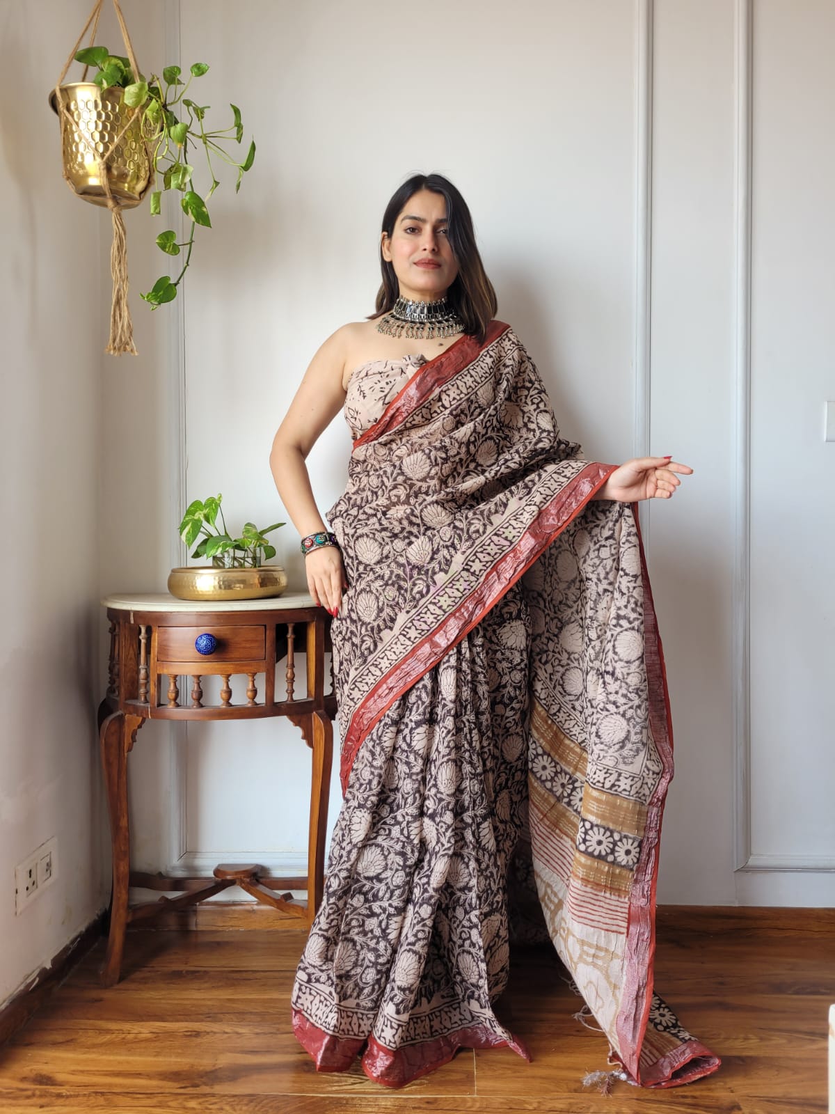 Traditional Bhagalpuri Linen Cotton Saree for Women