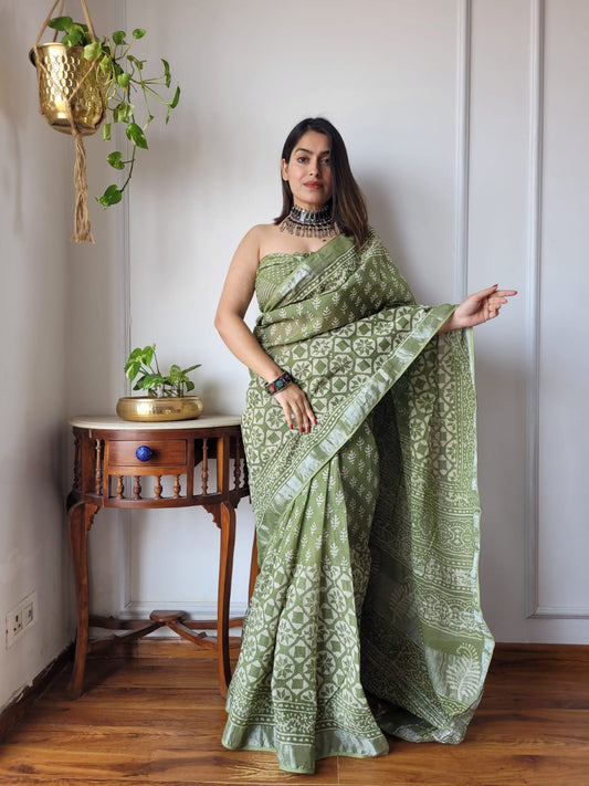 Traditional Bhagalpuri Linen Cotton Saree for Women