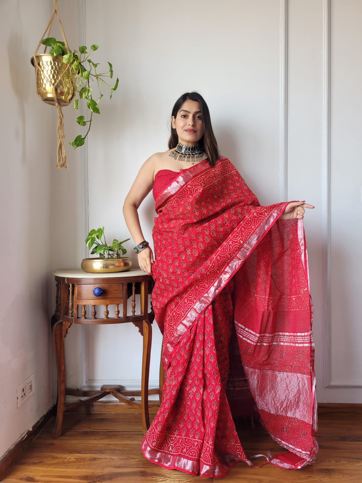 Traditional Bhagalpuri Linen Cotton Saree for Women