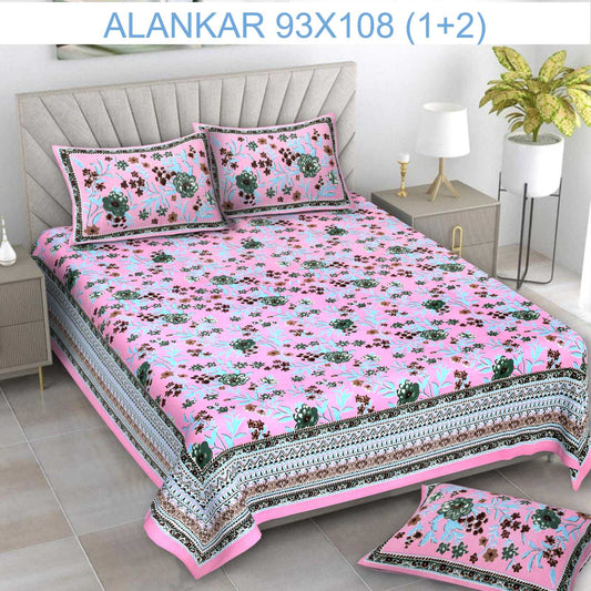 Soft Cotton Bedsheet with 2 Pillow Covers