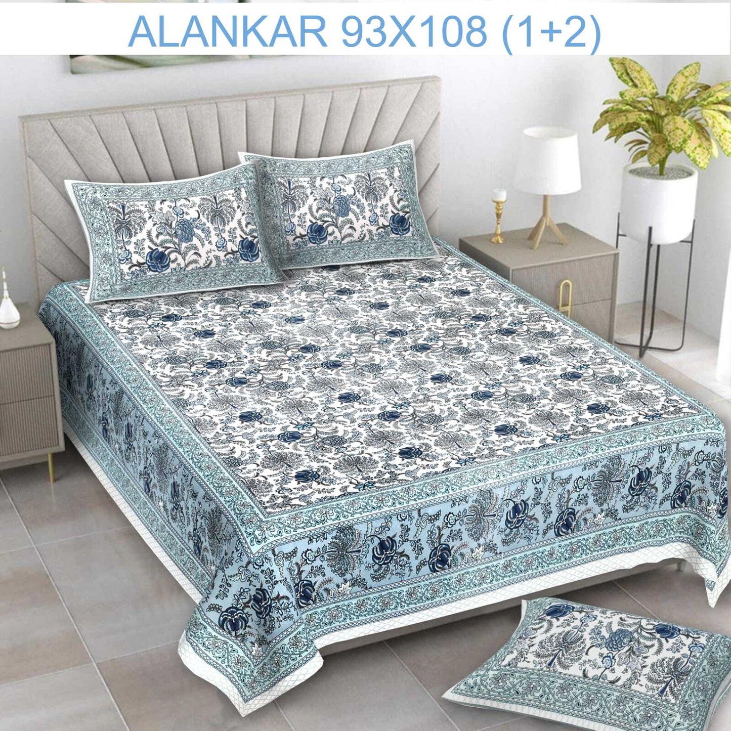 Soft Cotton Bedsheet with 2 Pillow Covers