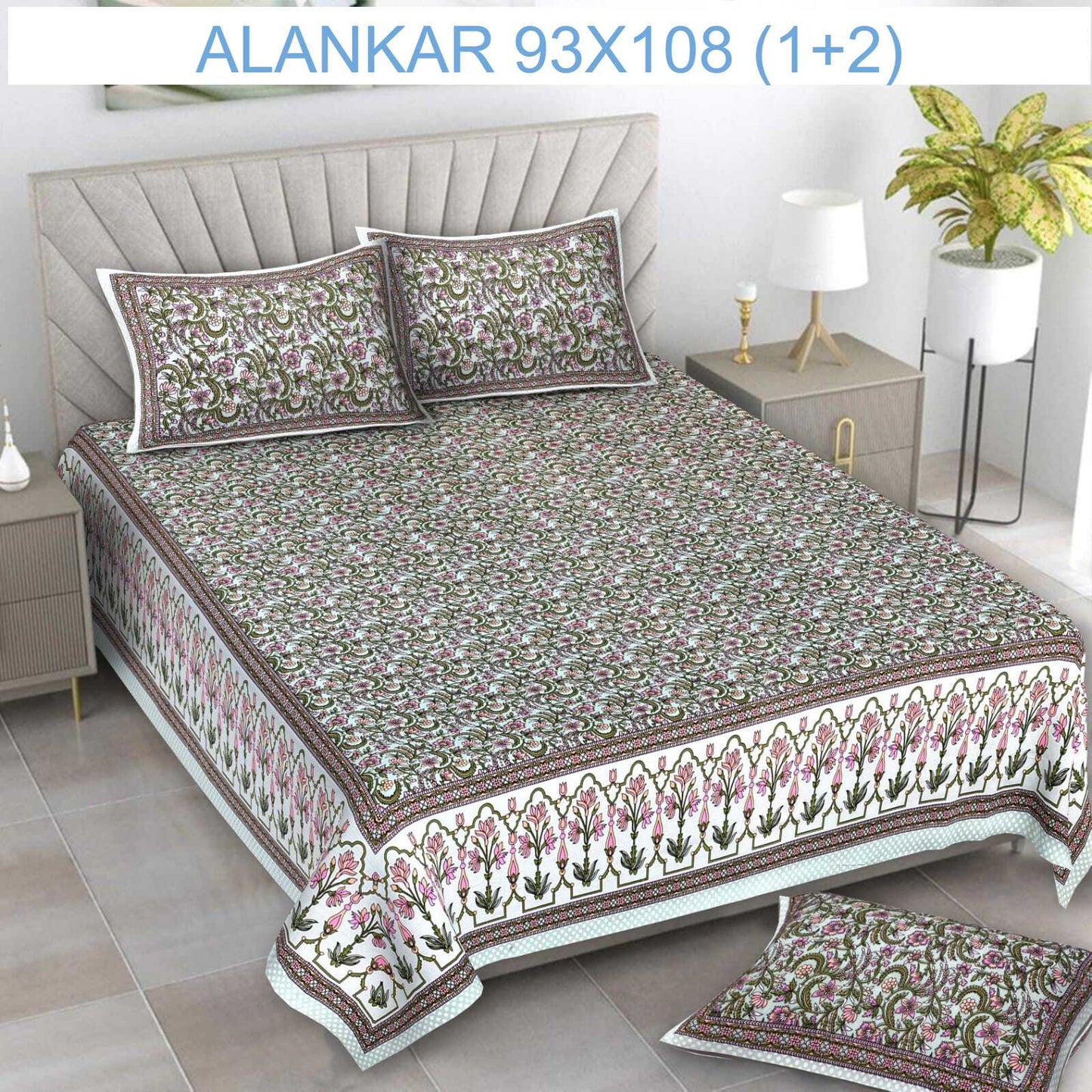 Soft Cotton Bedsheet with 2 Pillow Covers