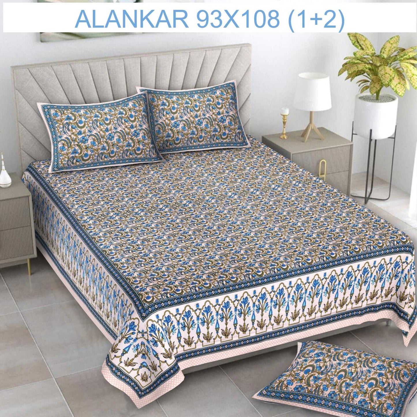 Soft Cotton Bedsheet with 2 Pillow Covers
