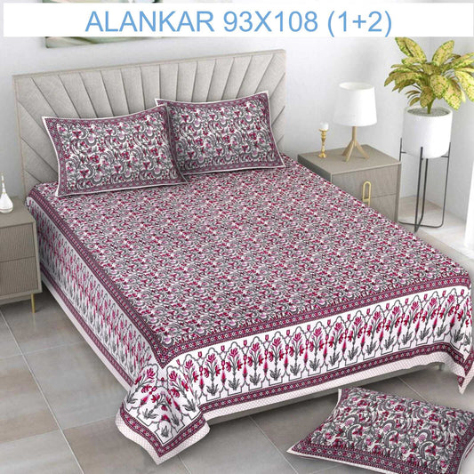 Soft Cotton Bedsheet with 2 Pillow Covers