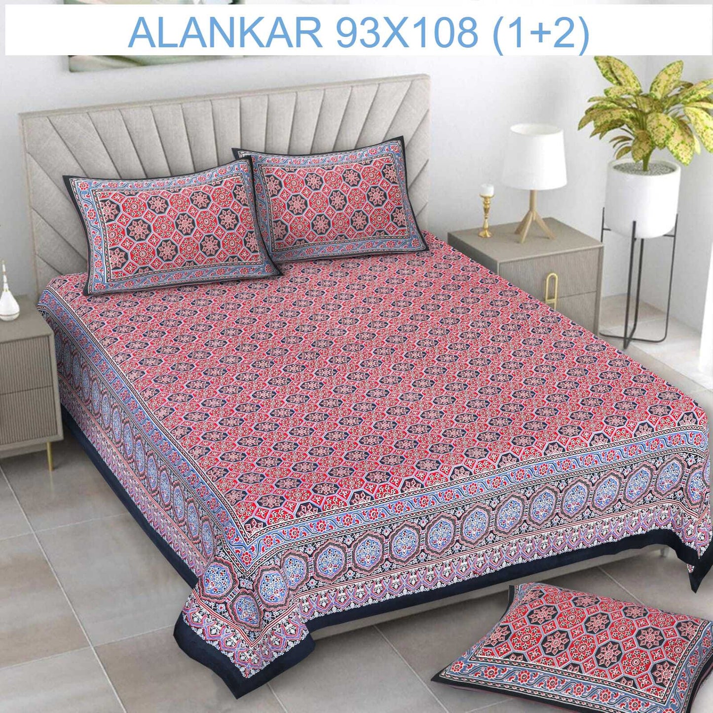 Soft Cotton Bedsheet with 2 Pillow Covers