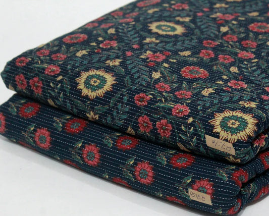 Dark blue and Golden Print Kantha Cotton Combo Set