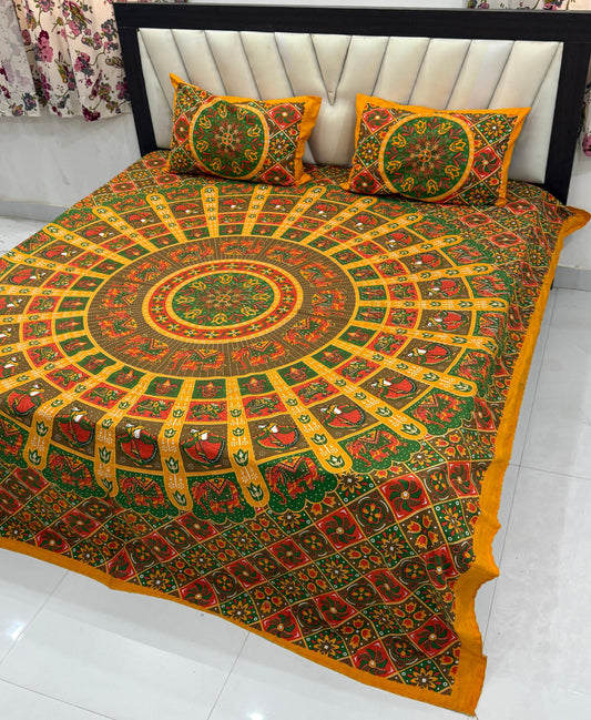 Traditional Jaipuri Printed Cotton Kantha Bedcover