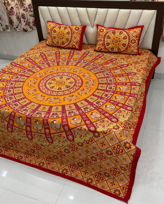 Traditional Jaipuri Printed Cotton Kantha Bedcover