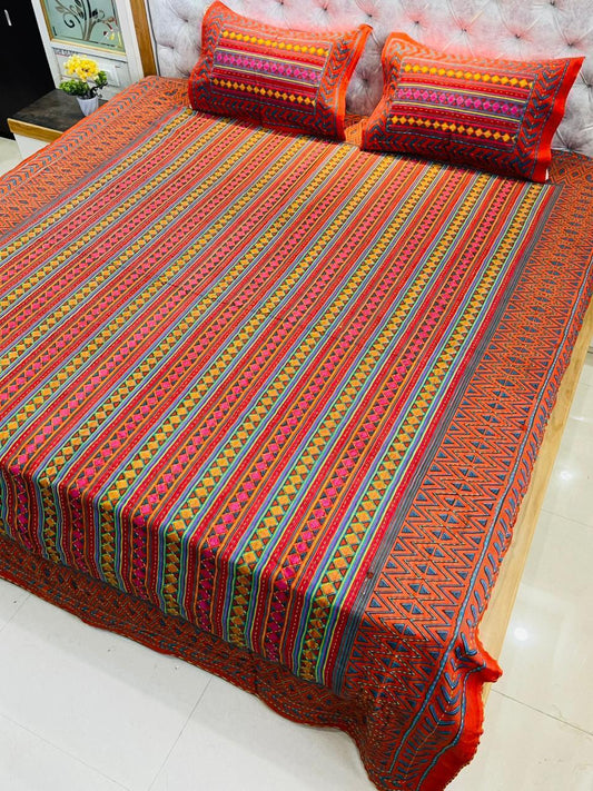 Traditional Jaipuri Printed Cotton Kantha Bedcover