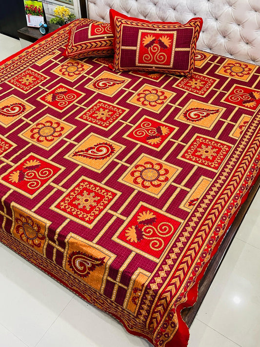 Traditional Jaipuri Printed Cotton Kantha Bedcover