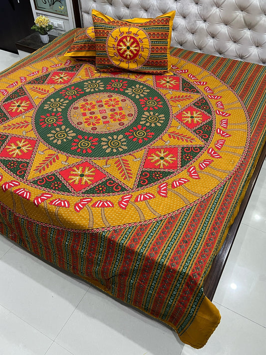 Traditional Jaipuri Printed Cotton Kantha Bedcover