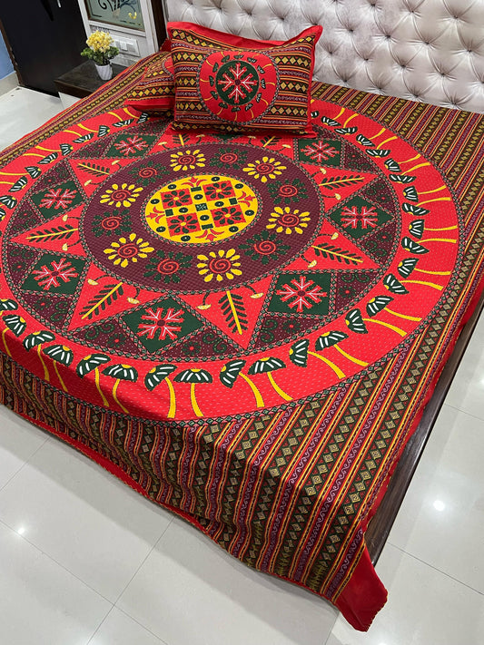 Traditional Jaipuri Printed Cotton Kantha Bedcover