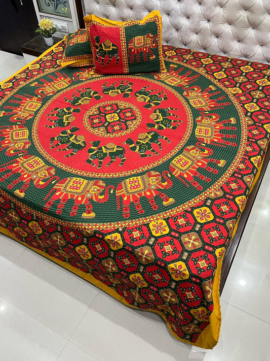 Traditional Jaipuri Printed Cotton Kantha Bedcover