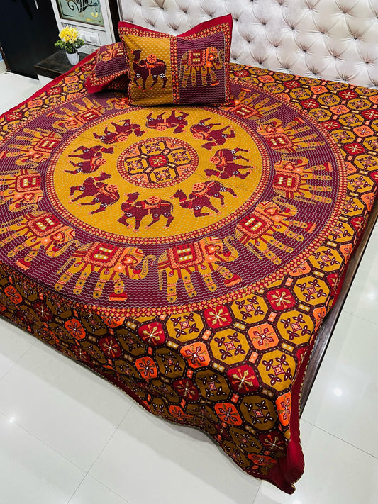 Traditional Jaipuri Printed Cotton Kantha Bedcover