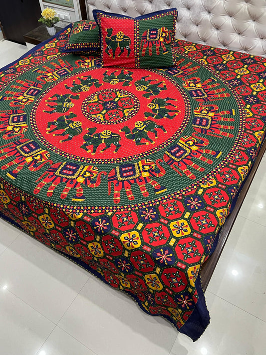 Traditional Jaipuri Printed Cotton Kantha Bedcover