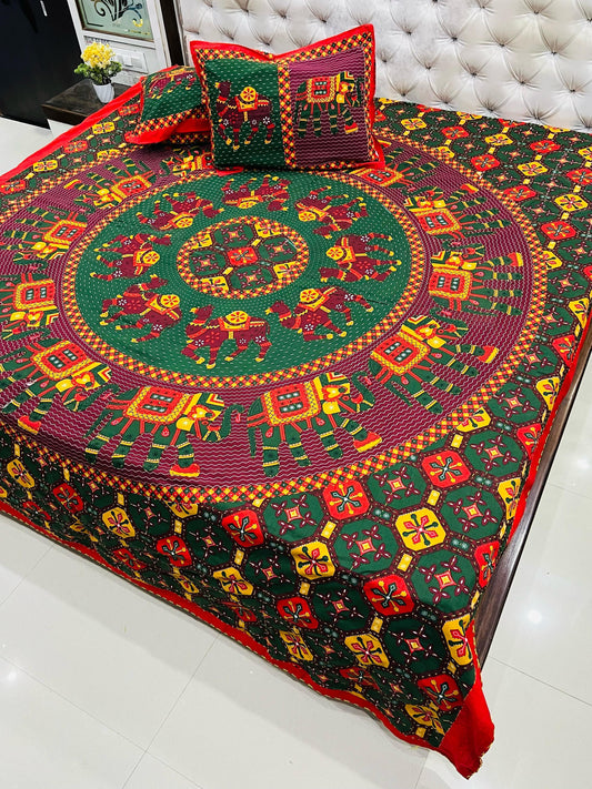Traditional Jaipuri Printed Cotton Kantha Bedcover