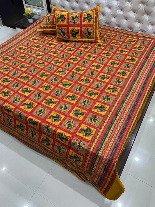 Traditional Jaipuri Printed Cotton Kantha Bedcover