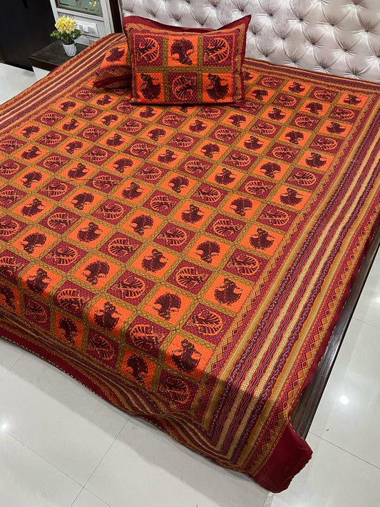 Traditional Jaipuri Printed Cotton Kantha Bedcover