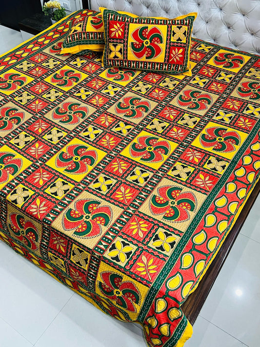 Traditional Jaipuri Printed Cotton Kantha Bedcover