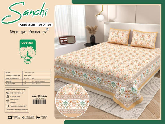 Luxury Jumbo Size Bedsheet Set with 2 Pillow Covers for Big Beds