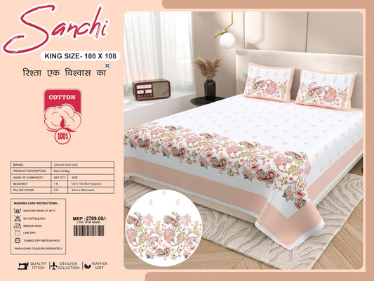 Luxury Jumbo Size Bedsheet Set with 2 Pillow Covers for Big Beds