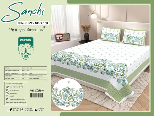 Luxury Jumbo Size Bedsheet Set with 2 Pillow Covers for Big Beds