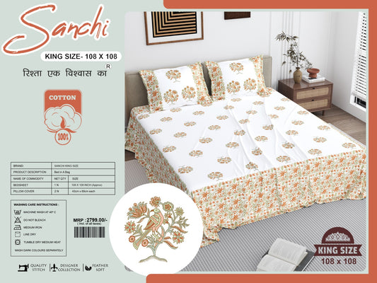 Luxury Jumbo Size Bedsheet Set with 2 Pillow Covers for Big Beds