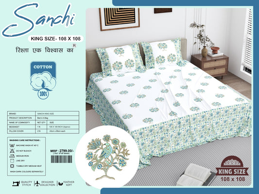 Luxury Jumbo Size Bedsheet Set with 2 Pillow Covers for Big Beds